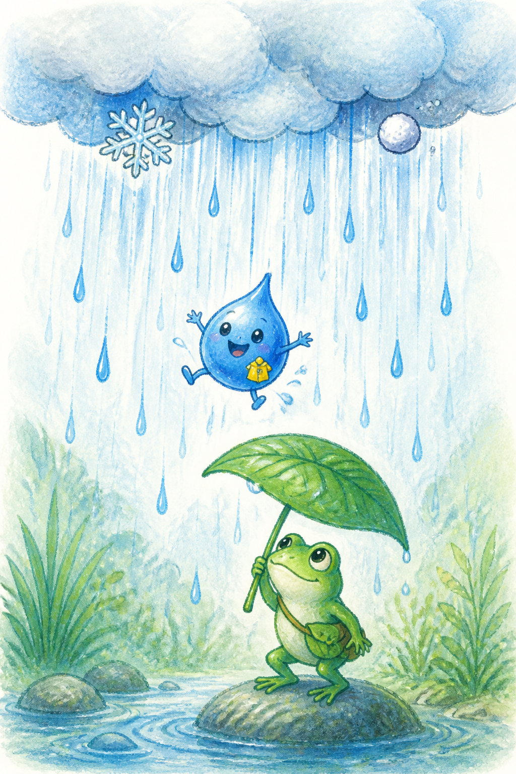Drip falling as rain from a cloud above Pip